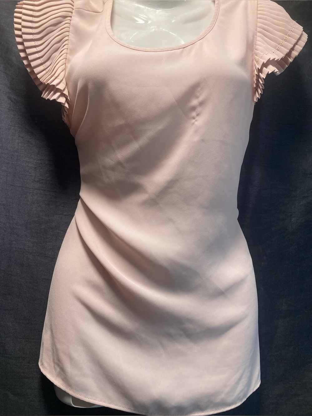 Reitmans Blush Pink Pleated Ruffle Sleeve Blouse Large